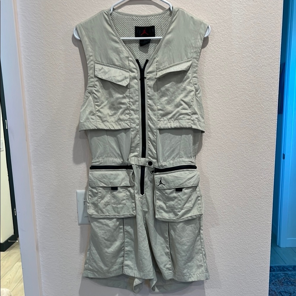 Jordan Utility Vest jumpsuit in Light Cream